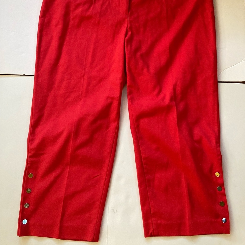 Rafaella Red Capris Structured Cotton Blend
